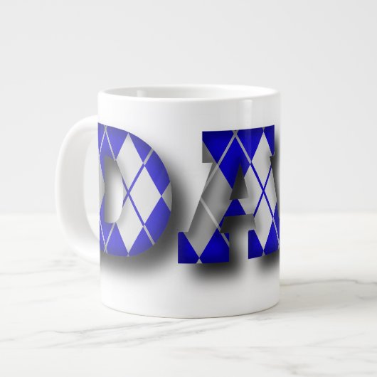Argyle Dad Blue en Grey Grote Koffiekop (Links)