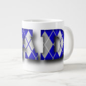 Argyle Dad Blue en Grey Grote Koffiekop (Voorkant rechts)