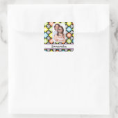 Argyle daisy pattern vierkante sticker (Tas)