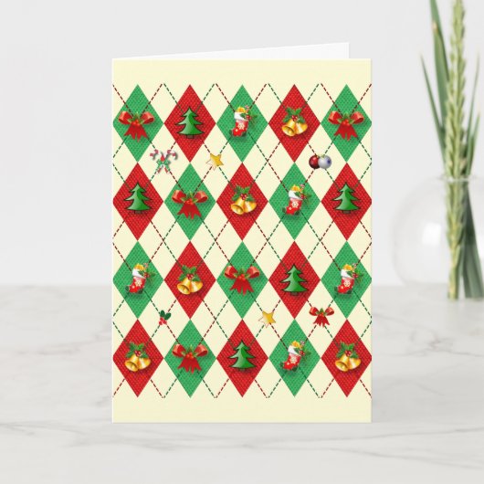 Argyle Diamant Kerstmis Kaart (Voorkant)