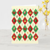Argyle Diamant Kerstmis Kaart (Gele Bloem)