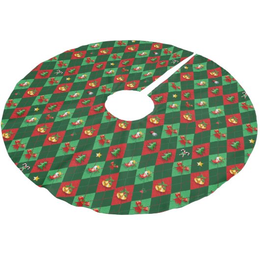 Argyle Diamant Kerstpatroon Kerstboom Rok (Gekanteld)