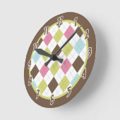 Argyle Diamond Stich Print gepersonaliseerde klok (Hoek)