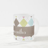 Argyle Diamond Stitch Frosted Glass Coffee Mok Cup (Voorkant rechts)