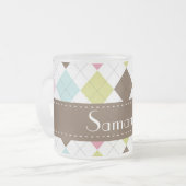 Argyle Diamond Stitch Frosted Glass Coffee Mok Cup (Voorkant links)