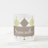 Argyle Diamond Stitch Frosted Glass Coffee Mok Cup (Center)