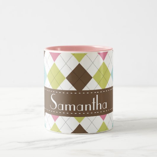 Argyle Diamond Stitch Sweater Coffee Mok Cup (Center)