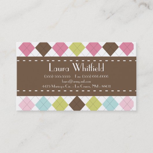 Argyle Diamond Stitch Sweater Visitekaartje (Voorkant)