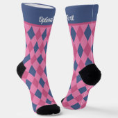 Argyle Diamonds - Pinks en Blue - optionele tekst Sokken (Gebogen)
