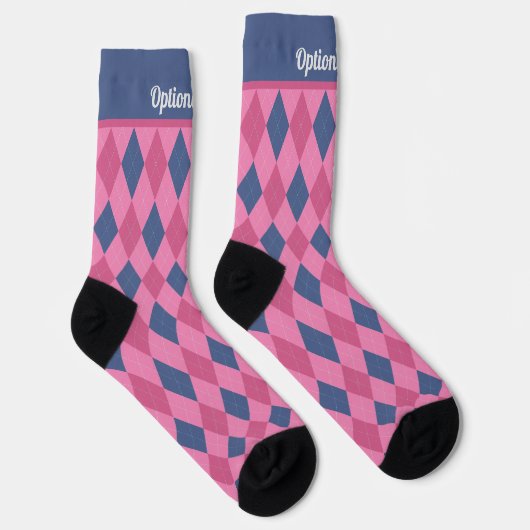 Argyle Diamonds - Pinks en Blue - optionele tekst Sokken (Rechts)