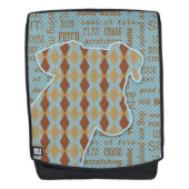 Argyle Dog in Blue Brown en Tan Pet Lover Rugtassen (Voorkant)