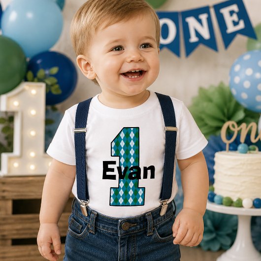 Argyle Eerste Verjaardag Jongens Shirt