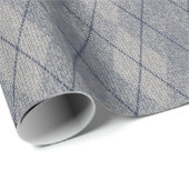 Argyle Fabric Kijk naar Faux textuur grijs blauw Cadeaupapier (Rol Hoek)