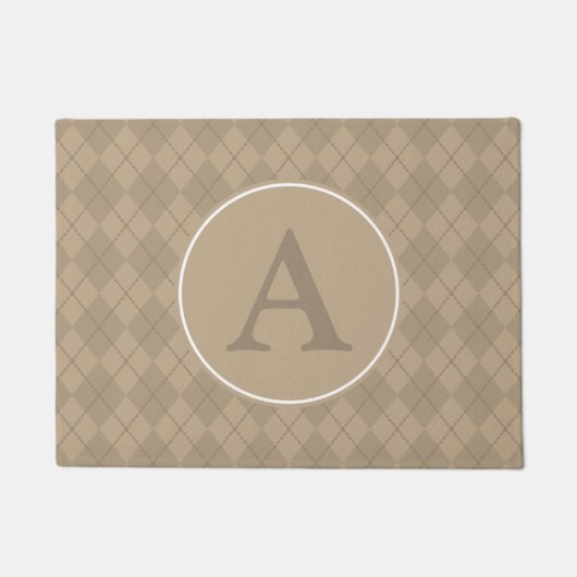 Argyle Family Monogram Brown Doormat Rug Deurmat (Voorkant)