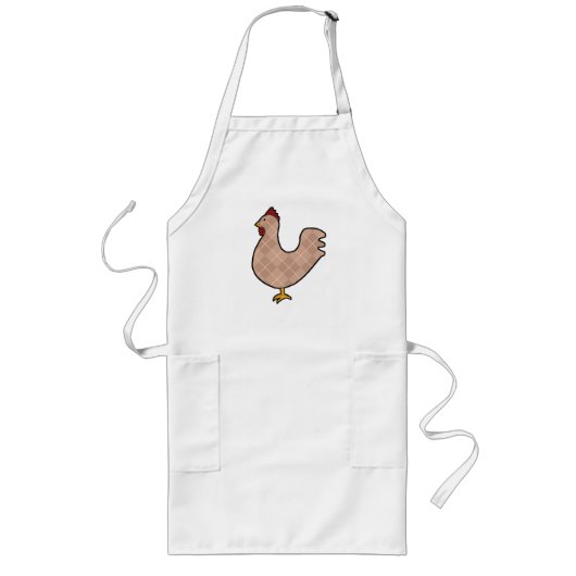 Argyle Folk Art Rooster Apron Lang Schort (Voorkant)