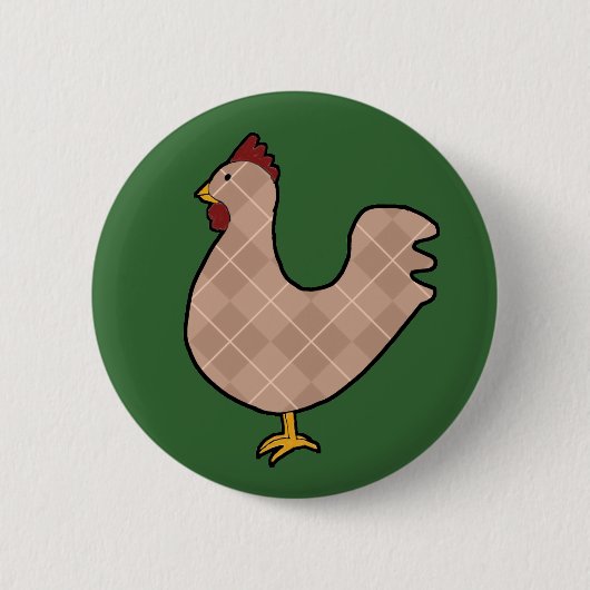 Argyle Folk Art Rooster Button (Voorkant)