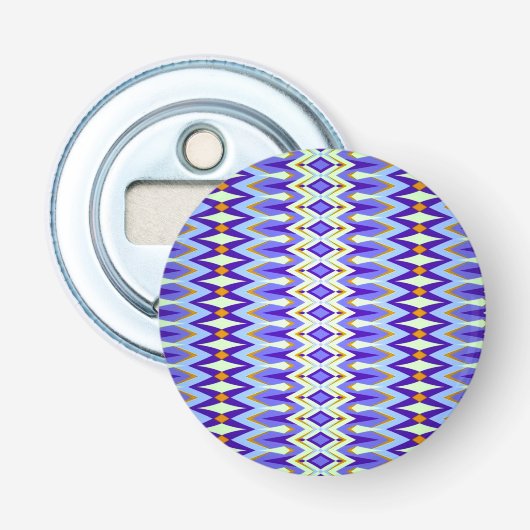 Argyle Fun Blue en Oranje Button Flesopener (Voorkant)