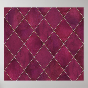 Argyle geometrische plaid: waterverf goud poster