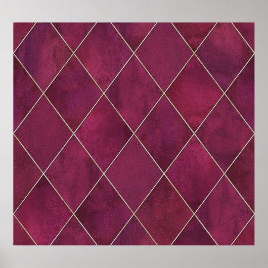 Argyle geometrische plaid: waterverf goud poster (Voorkant)