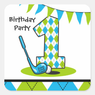 Argyle Golf 1ste verjaardag Vierkante Sticker