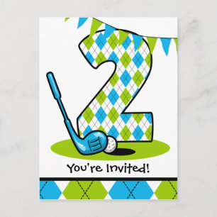 Argyle Golf 2e verjaardag Briefkaart Uitnodiging