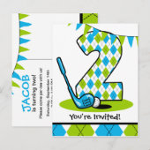 Argyle Golf 2e verjaardag Briefkaart Uitnodiging (Voorkant / Achterkant)