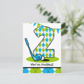 Argyle Golf 2e verjaardag Briefkaart Uitnodiging (Staand voorkant)