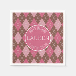 Argyle Golf Pattern - Roze / Bruin Elegant Golfer Servet