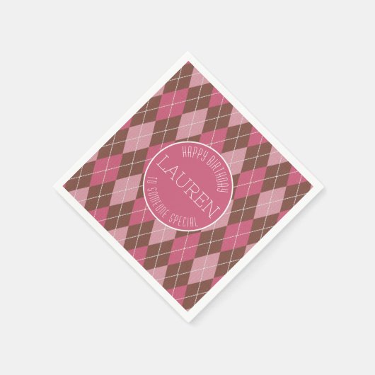 Argyle Golf Pattern - Roze / Bruin Elegant Golfer Servet (Hoek)
