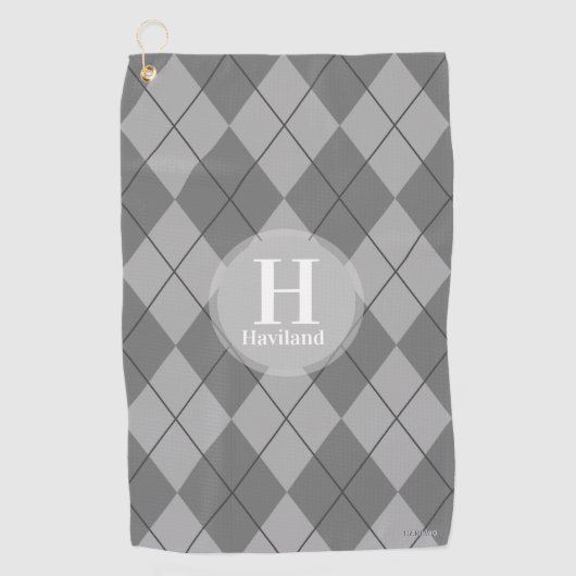 Argyle Golf Towel met naam en Initiaal - HAMbyWG Golfhanddoek (Voorkant)