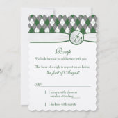 Argyle Golfbal Golf Groen Monogram Trouw RSVP Kaart (Voorkant)