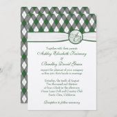 Argyle Golfball Golfing Green Monogram Weddenschap Kaart (Voorkant / Achterkant)