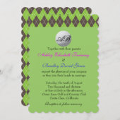 Argyle Golfball Golfing Green Monogram Weddenschap Kaart (Voorkant / Achterkant)