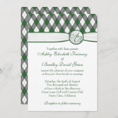 Argyle Golfball Golfing Green Monogram Weddenschap Kaart (Voorkant / Achterkant)