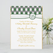 Argyle Golfball Golfing Green Monogram Weddenschap Kaart (Staand voorkant)