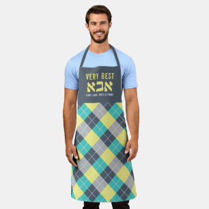 Argyle Grill Master Funny Dad met Hebreeuws Apron Schort