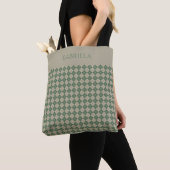 Argyle groene patroon naam boodschappentas tote bag (Dichtbij)