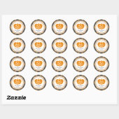 Argyle Happy Halloween Jack O lantaarn Zwart/Sinaa Ronde Sticker (Vel)
