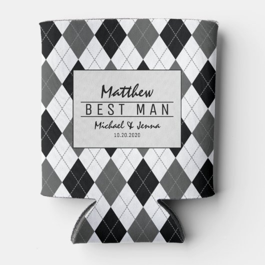 Argyle Harlequin gepersonaliseerde beste man bruil Blikjeskoeler (Voorkant)