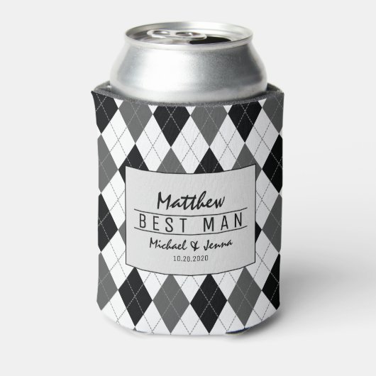 Argyle Harlequin gepersonaliseerde beste man bruil Blikjeskoeler (Blikje Achterkant)