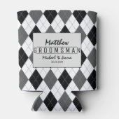 Argyle Harlequin Gepersonaliseerde Groomsman Bruil Blikjeskoeler (Achterkant)