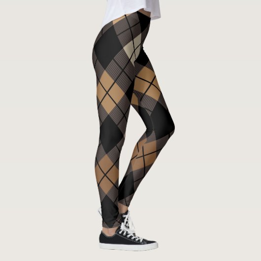 Argyle Harlequin Trendy Black Beige Diamond Leggings (Rechts)
