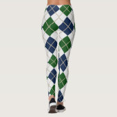 Argyle Harlequin Trendy Blue Green Diamond Leggings (Achterkant)