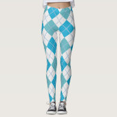 Argyle Harlequin Trendy Blue White Diamond Leggings (Voorkant)