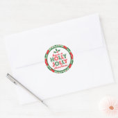 Argyle heeft een Holly Jolly Kerstmis (groen / roo Ronde Sticker (Envelop)