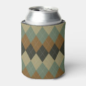 Argyle Herfst: Bruin-Groene Rhombus Chic Blikjeskoeler (Blikje Voorkant)