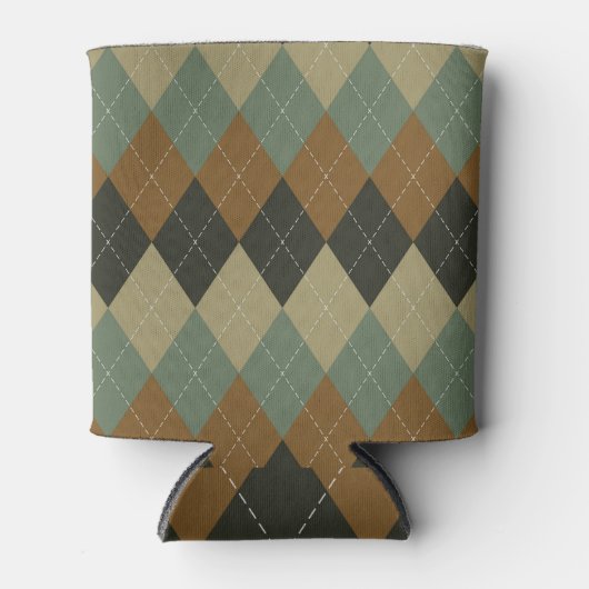 Argyle Herfst: Bruin-Groene Rhombus Chic Blikjeskoeler (Voorkant)