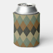 Argyle Herfst: Bruin-Groene Rhombus Chic Blikjeskoeler (Blikje Achterkant)