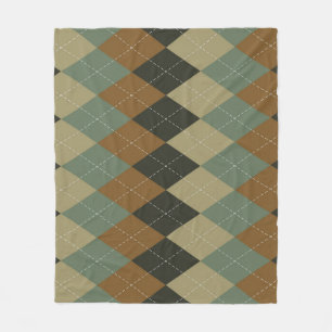 Argyle Herfst: Bruin-Groene Rhombus Chic Fleece Deken