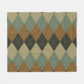 Argyle Herfst: Bruin-Groene Rhombus Chic Fleece Deken (Voorkant (Horizontaal))